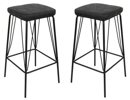 Millard Leather Bar Stool With Metal Frame Set of 2 - Elax Furniture