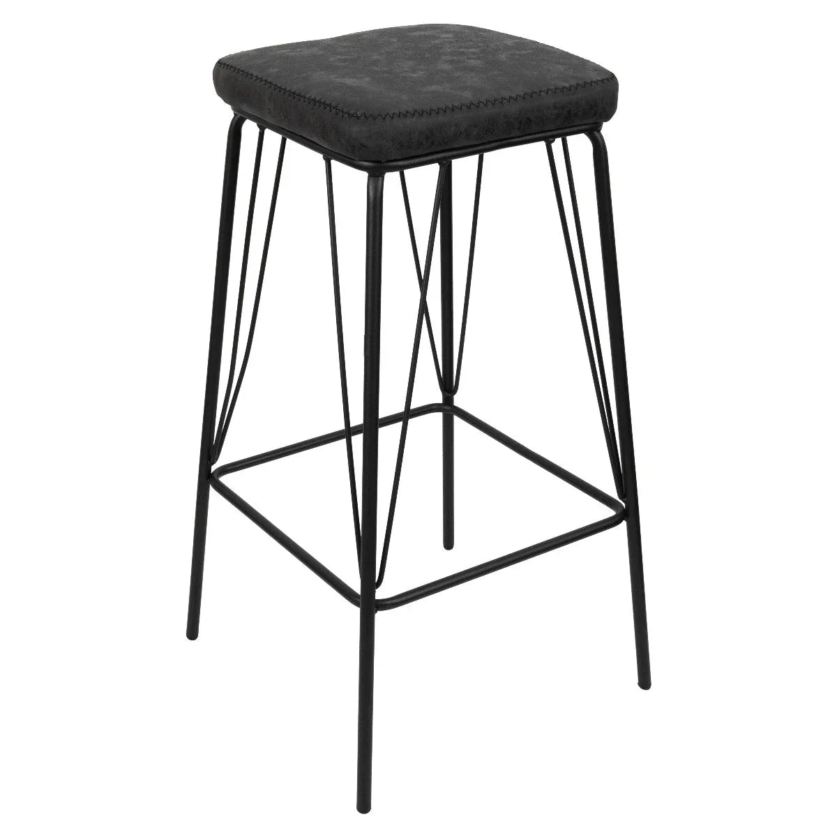 Millard Leather Bar Stool With Metal Frame Set of 2 - Elax Furniture
