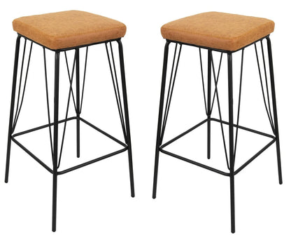 Millard Leather Bar Stool With Metal Frame Set of 2 - Elax Furniture