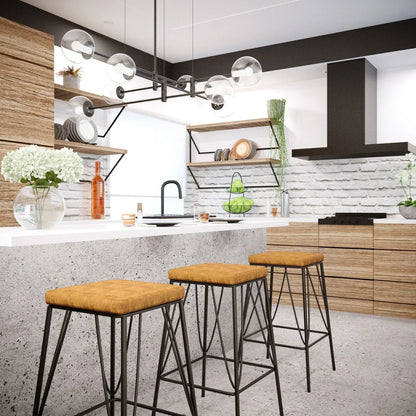 Millard Leather Bar Stool With Metal Frame Set of 2 - Elax Furniture