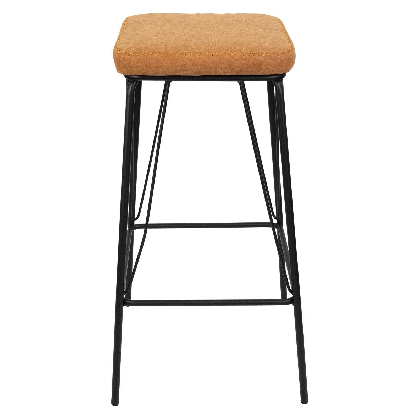Millard Leather Bar Stool With Metal Frame Set of 2 - Elax Furniture
