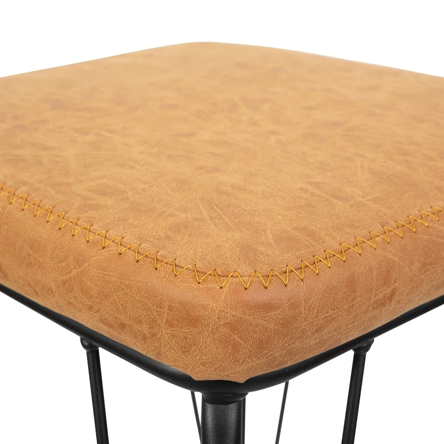 Millard Leather Bar Stool With Metal Frame Set of 2 - Elax Furniture