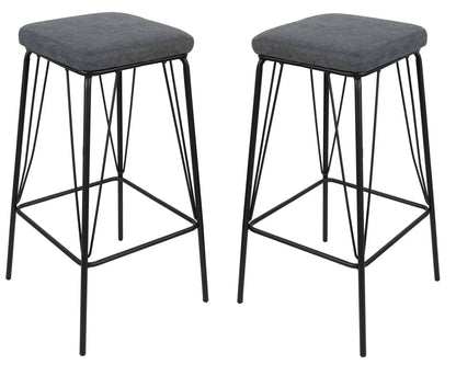 Millard Leather Bar Stool With Metal Frame Set of 2 - Elax Furniture