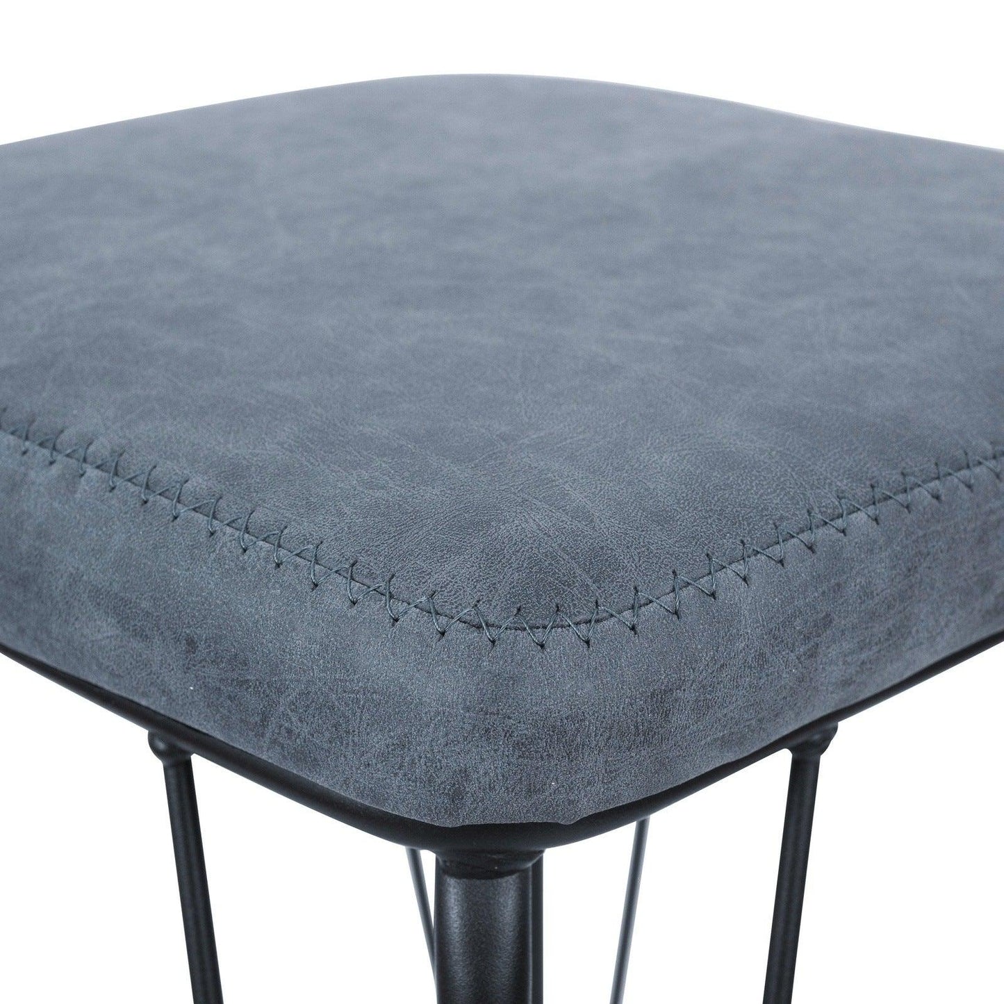 Millard Leather Bar Stool With Metal Frame Set of 2 - Elax Furniture