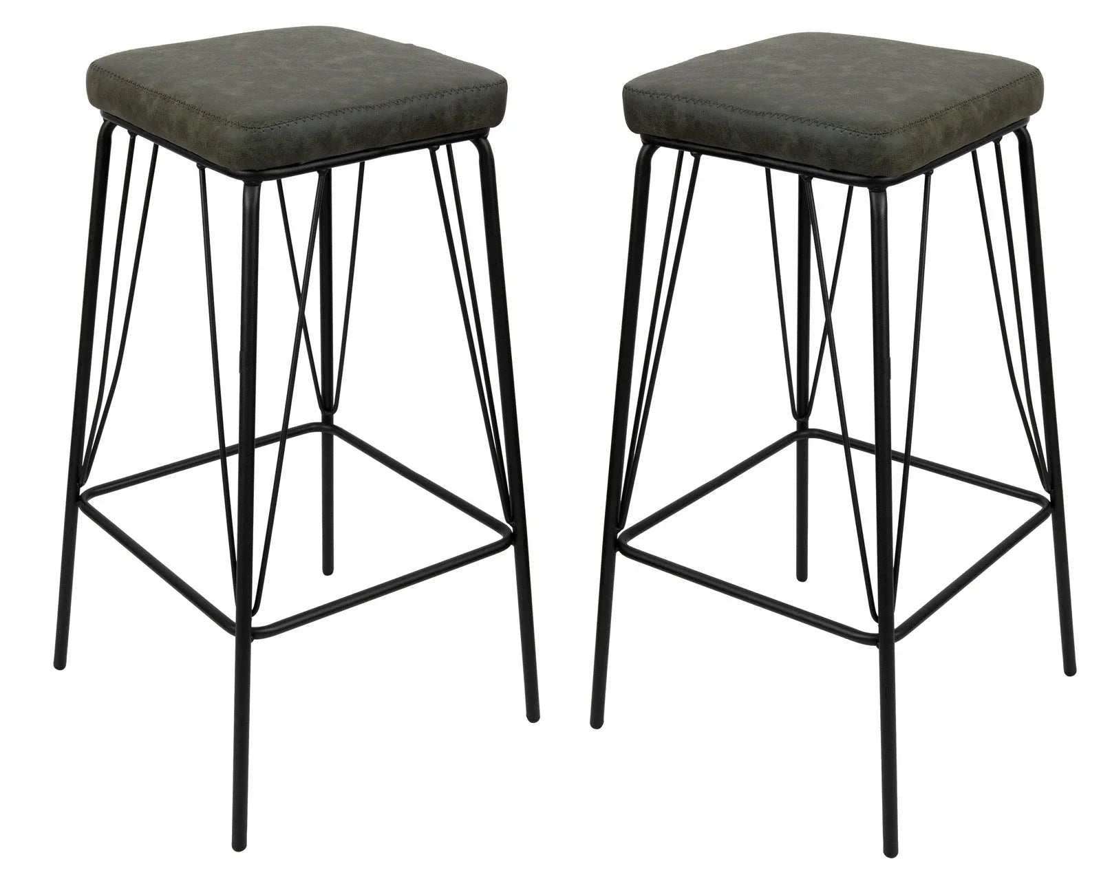 Millard Leather Bar Stool With Metal Frame Set of 2 - Elax Furniture