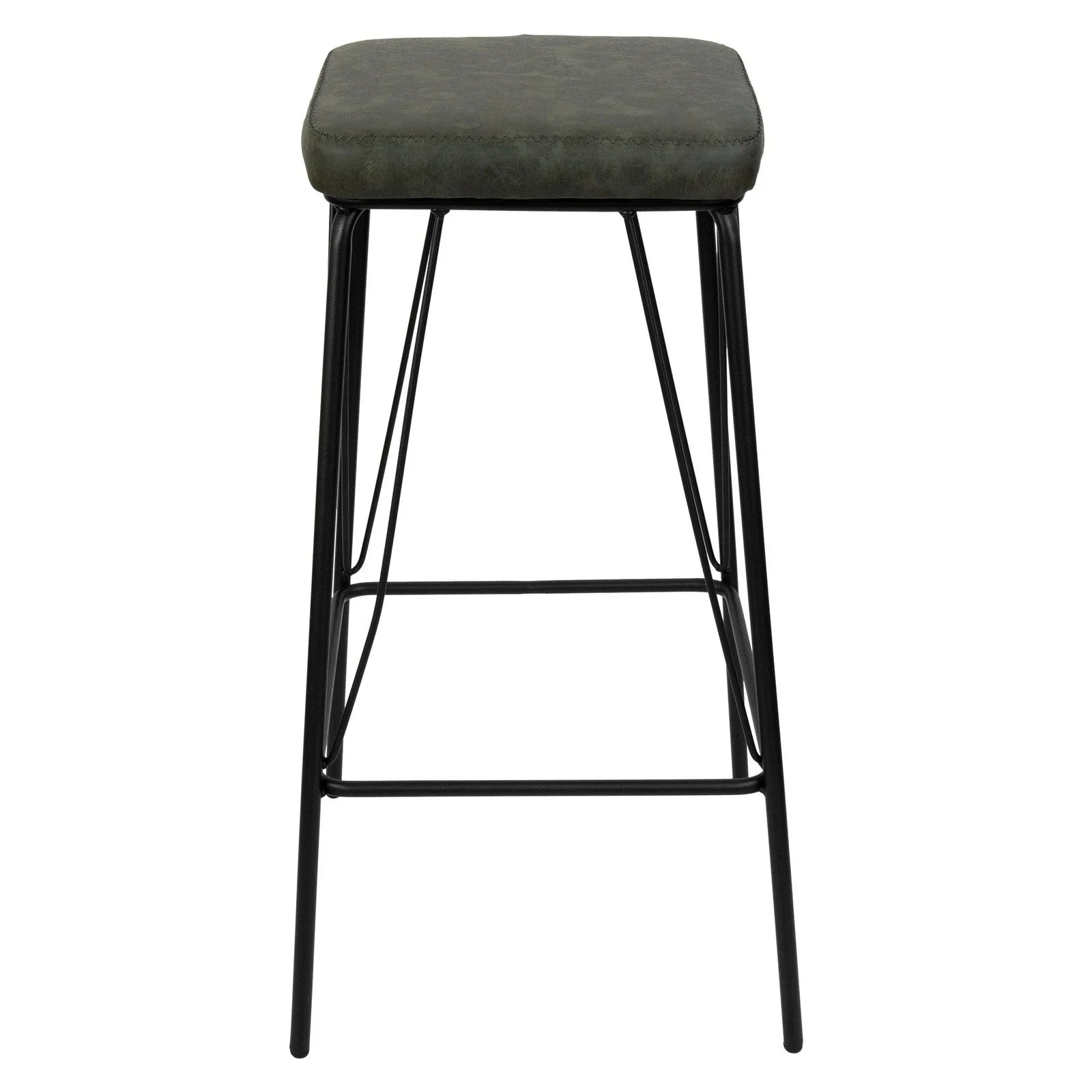 Millard Leather Bar Stool With Metal Frame Set of 2 - Elax Furniture