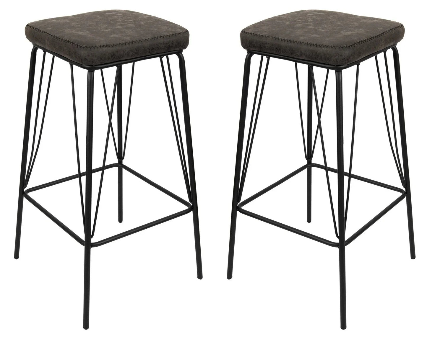 Millard Leather Bar Stool With Metal Frame Set of 2 - Elax Furniture