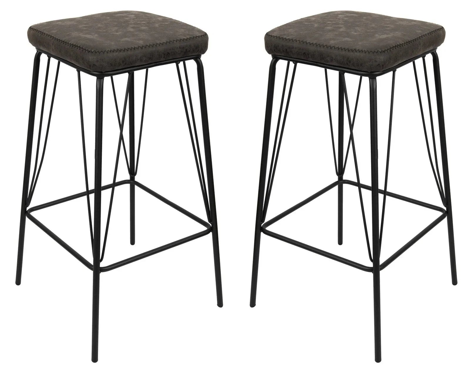 Millard Leather Bar Stool With Metal Frame Set of 2 - Elax Furniture