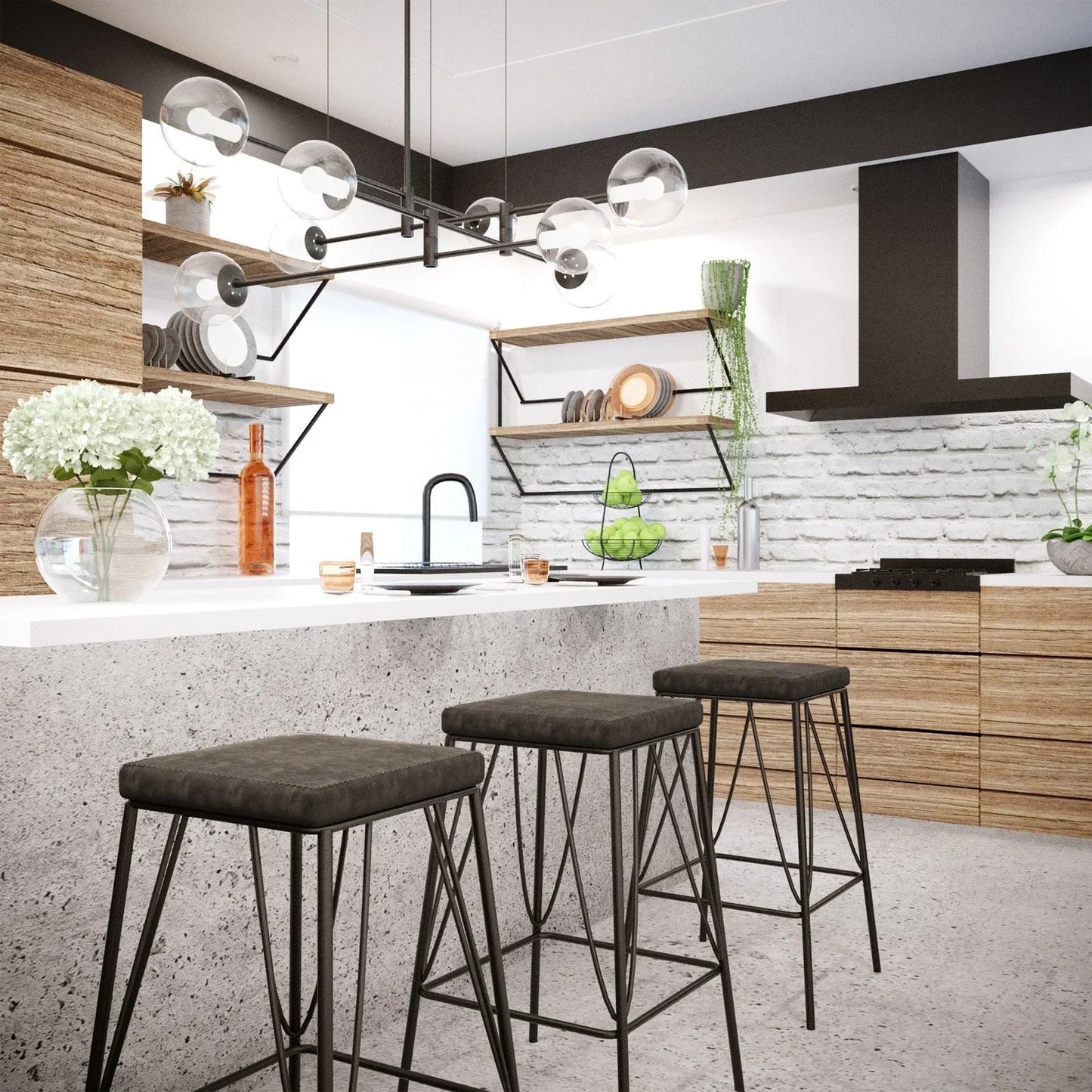 Millard Leather Bar Stool With Metal Frame Set of 2 - Elax Furniture