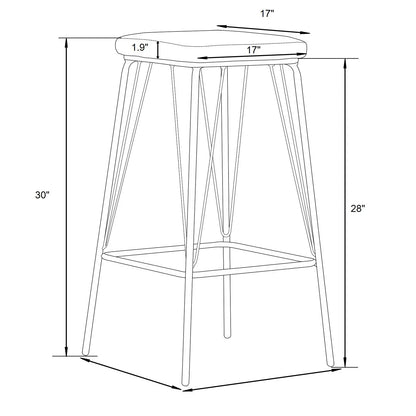Millard Leather Bar Stool With Metal Frame Set of 2 - Elax Furniture