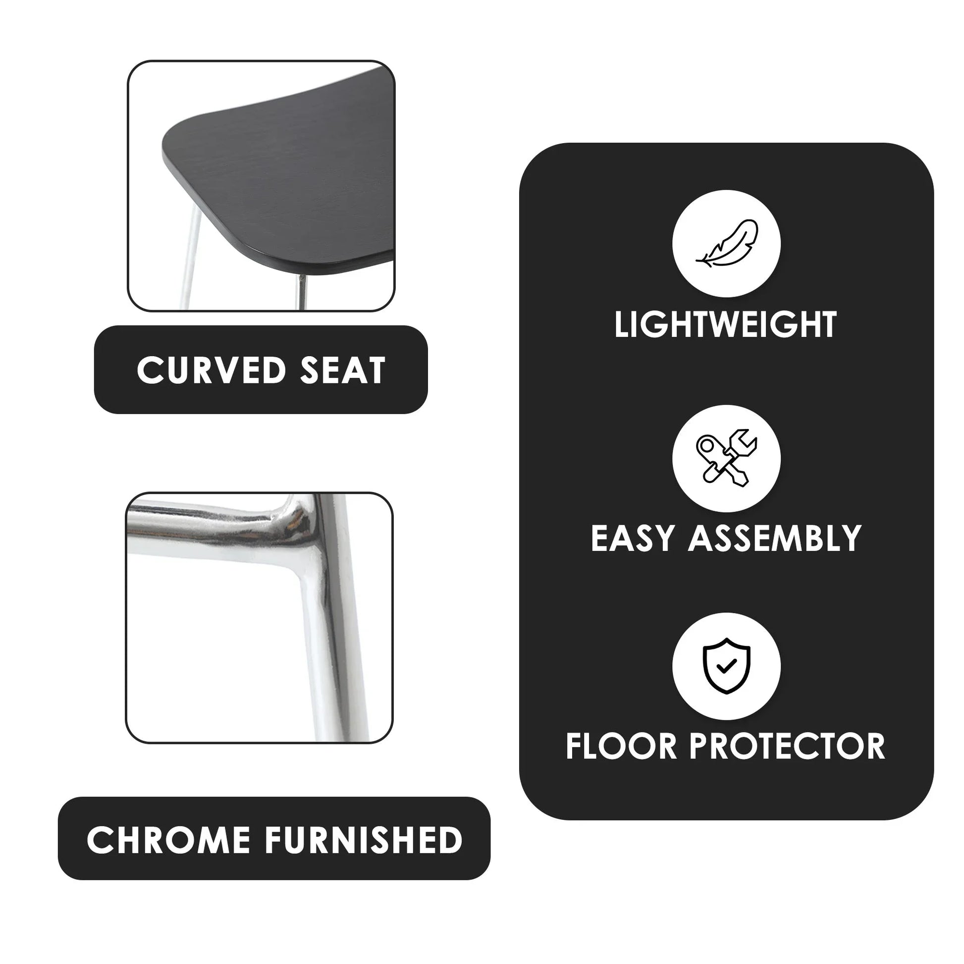 Melrose Modern Wood Counter Stool With Chrome Frame - Elax Furniture