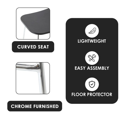 Melrose Modern Wood Counter Stool With Chrome Frame - Elax Furniture