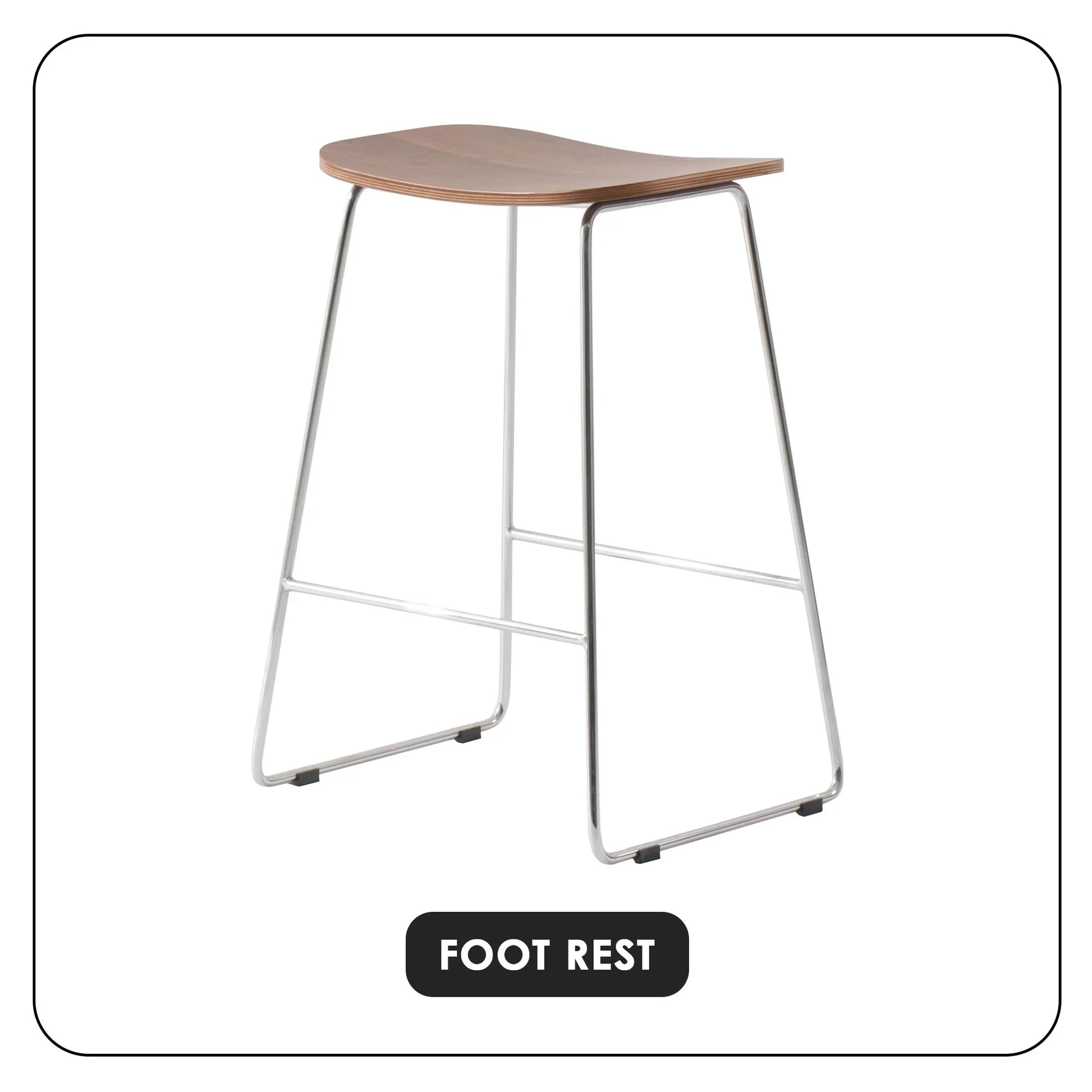 Melrose Modern Wood Counter Stool With Chrome Frame - Elax Furniture