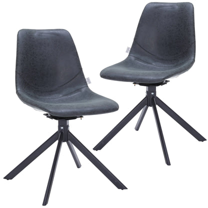Markley Swivel Leather Dining Side Chair with Durable Iron Legs Set of 2 - Elax Furniture