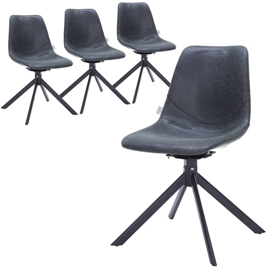 Markley Swivel Leather Dining Side Chair with Durable Iron Legs Set of 4 - Elax Furniture