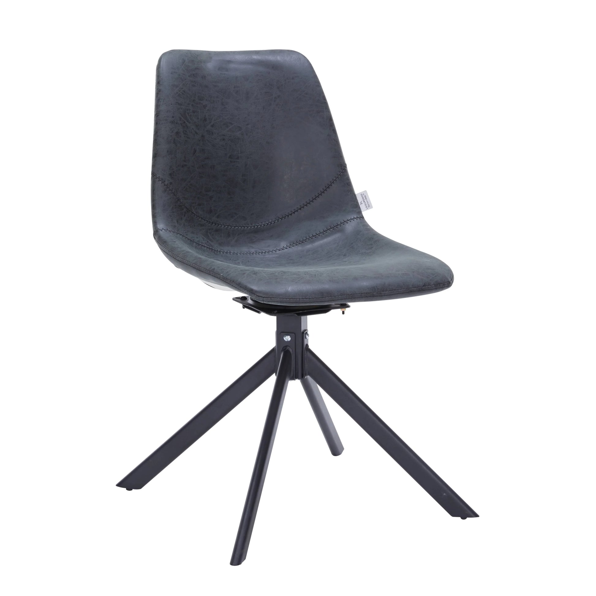 Markley Modern Leather Swival Dining Chair With Metal Legs - Elax Furniture