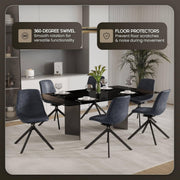 Markley Modern Leather Swival Dining Chair With Metal Legs - Elax Furniture