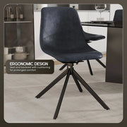 Markley Modern Leather Swival Dining Chair With Metal Legs - Elax Furniture
