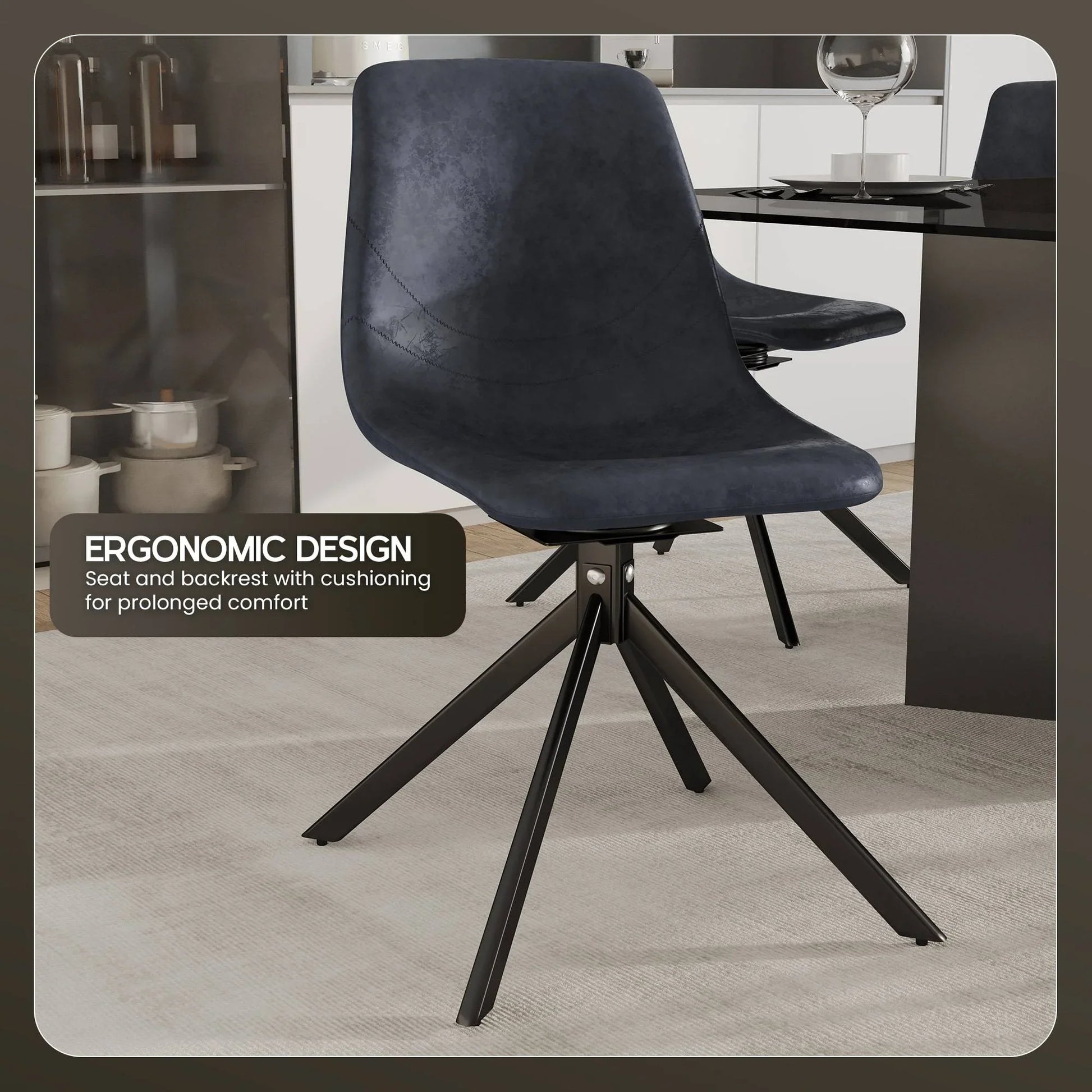 Markley Modern Leather Swival Dining Chair With Metal Legs - Elax Furniture