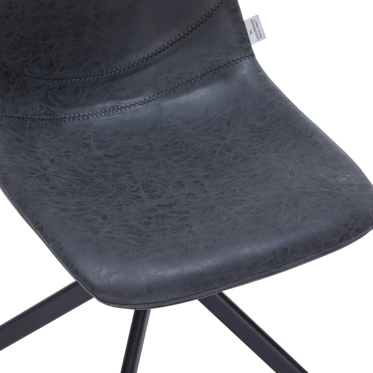 Markley Modern Leather Swival Dining Chair With Metal Legs - Elax Furniture