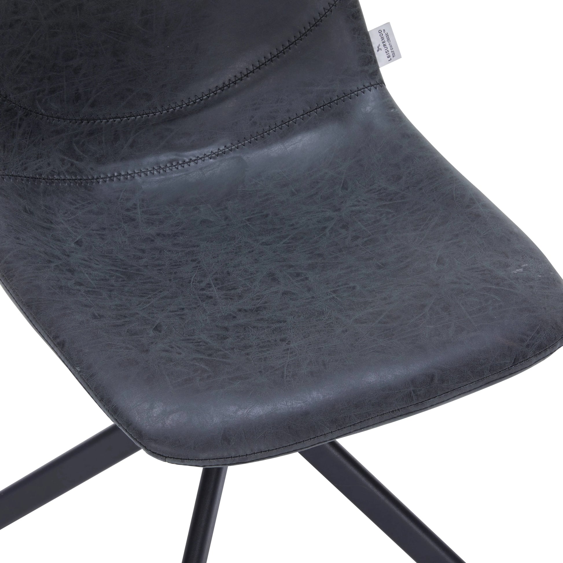 Markley Modern Leather Swival Dining Chair With Metal Legs - Elax Furniture