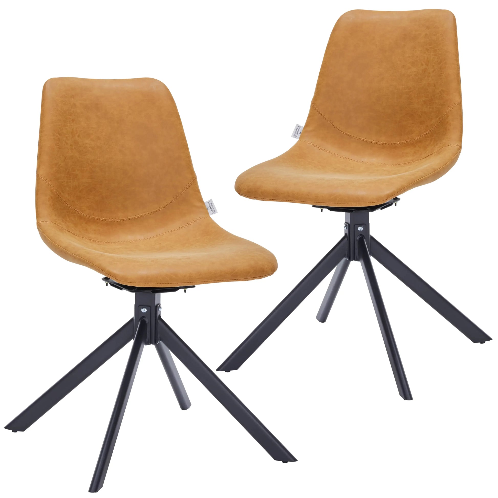 Markley Swivel Leather Dining Side Chair with Durable Iron Legs Set of 2 - Elax Furniture