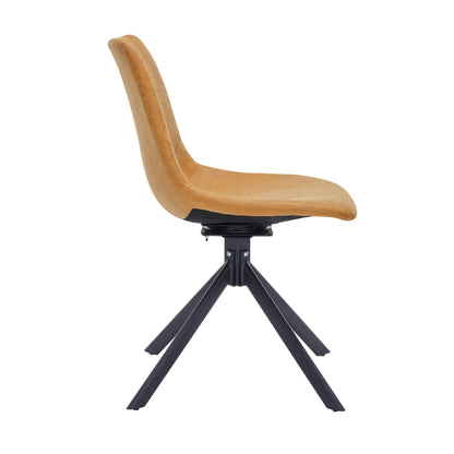 Markley Swivel Leather Dining Side Chair with Durable Iron Legs Set of 2 - Elax Furniture