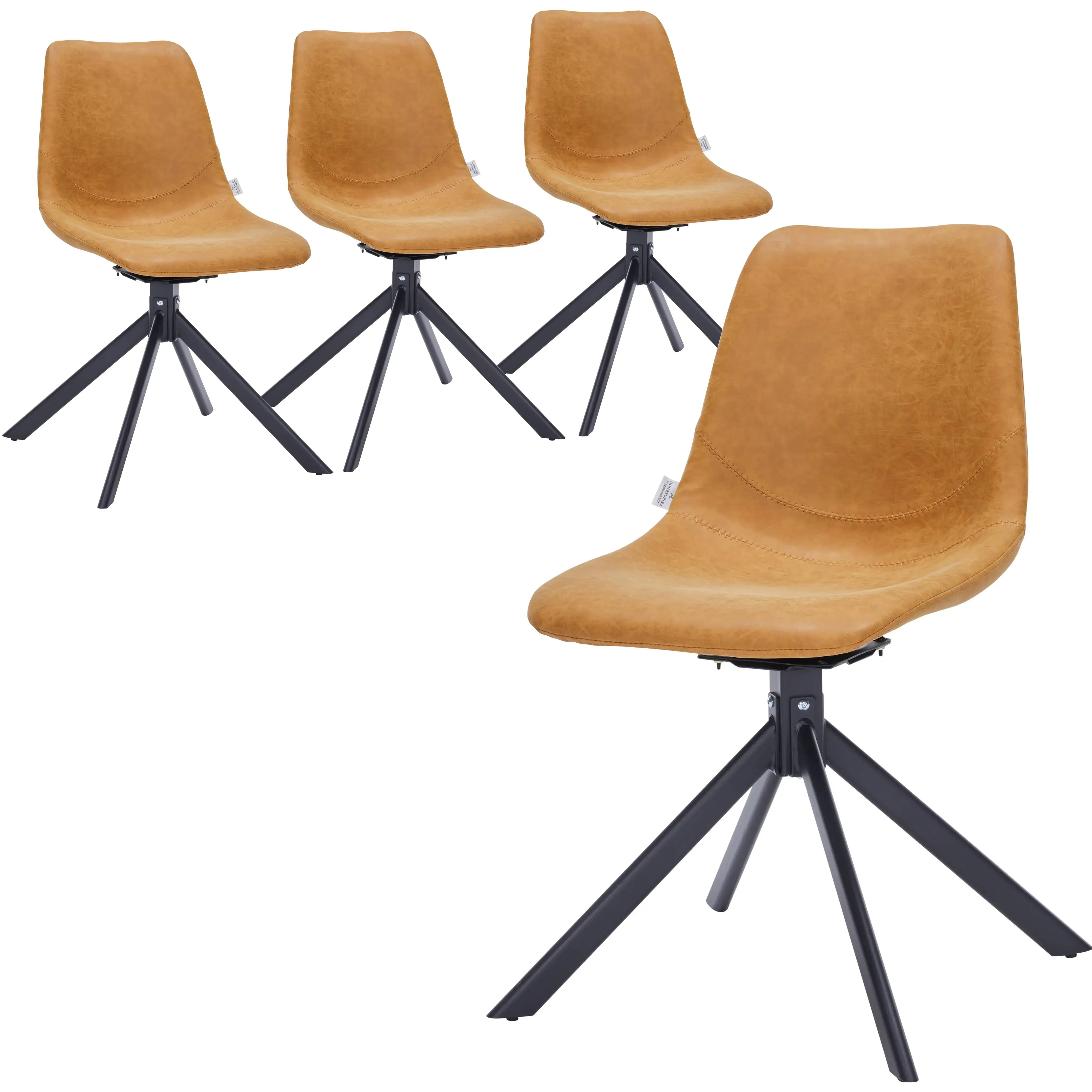 Markley Swivel Leather Dining Side Chair with Durable Iron Legs Set of 4 - Elax Furniture
