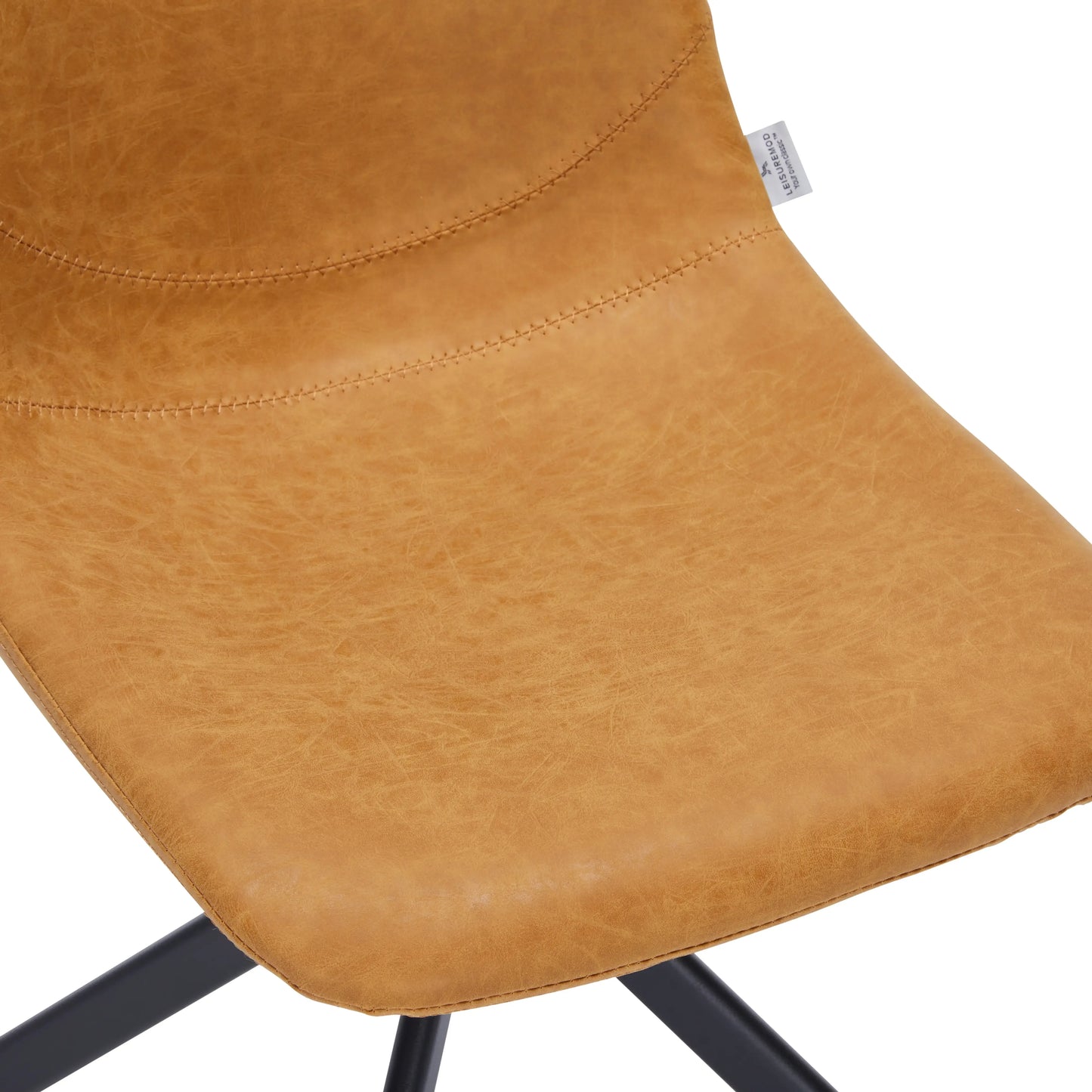 Markley Swivel Leather Dining Side Chair with Durable Iron Legs Set of 4 - Elax Furniture