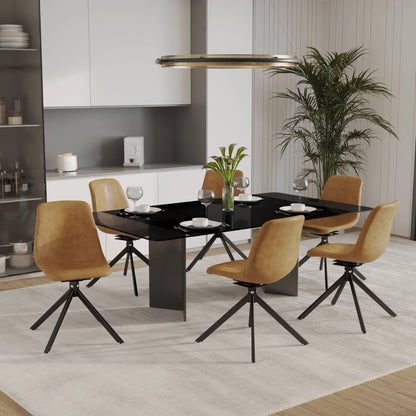Markley Modern Leather Swival Dining Chair With Metal Legs - Elax Furniture