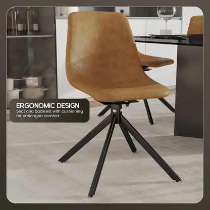 Markley Modern Leather Swival Dining Chair With Metal Legs - Elax Furniture