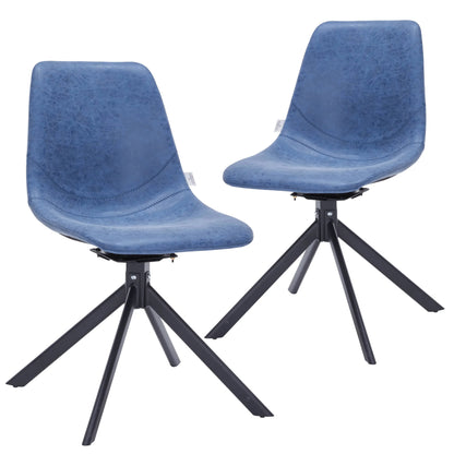 Markley Swivel Leather Dining Side Chair with Durable Iron Legs Set of 2 - Elax Furniture