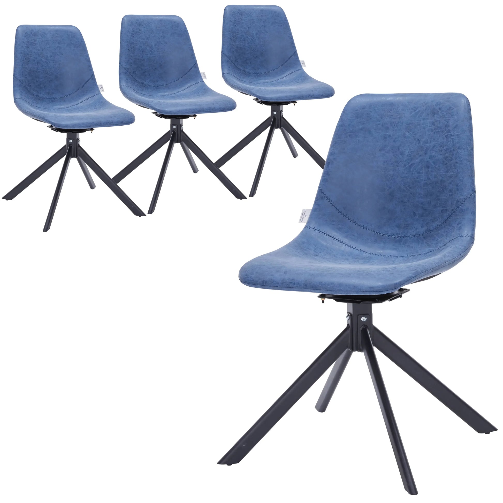 Markley Swivel Leather Dining Side Chair with Durable Iron Legs Set of 4 - Elax Furniture