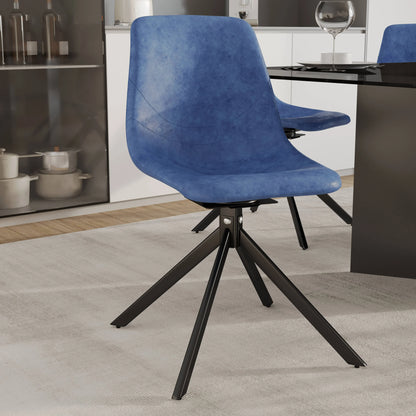 Markley Modern Leather Swival Dining Chair With Metal Legs - Elax Furniture