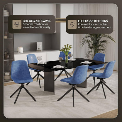 Markley Modern Leather Swival Dining Chair With Metal Legs - Elax Furniture