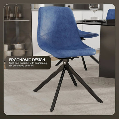 Markley Modern Leather Swival Dining Chair With Metal Legs - Elax Furniture