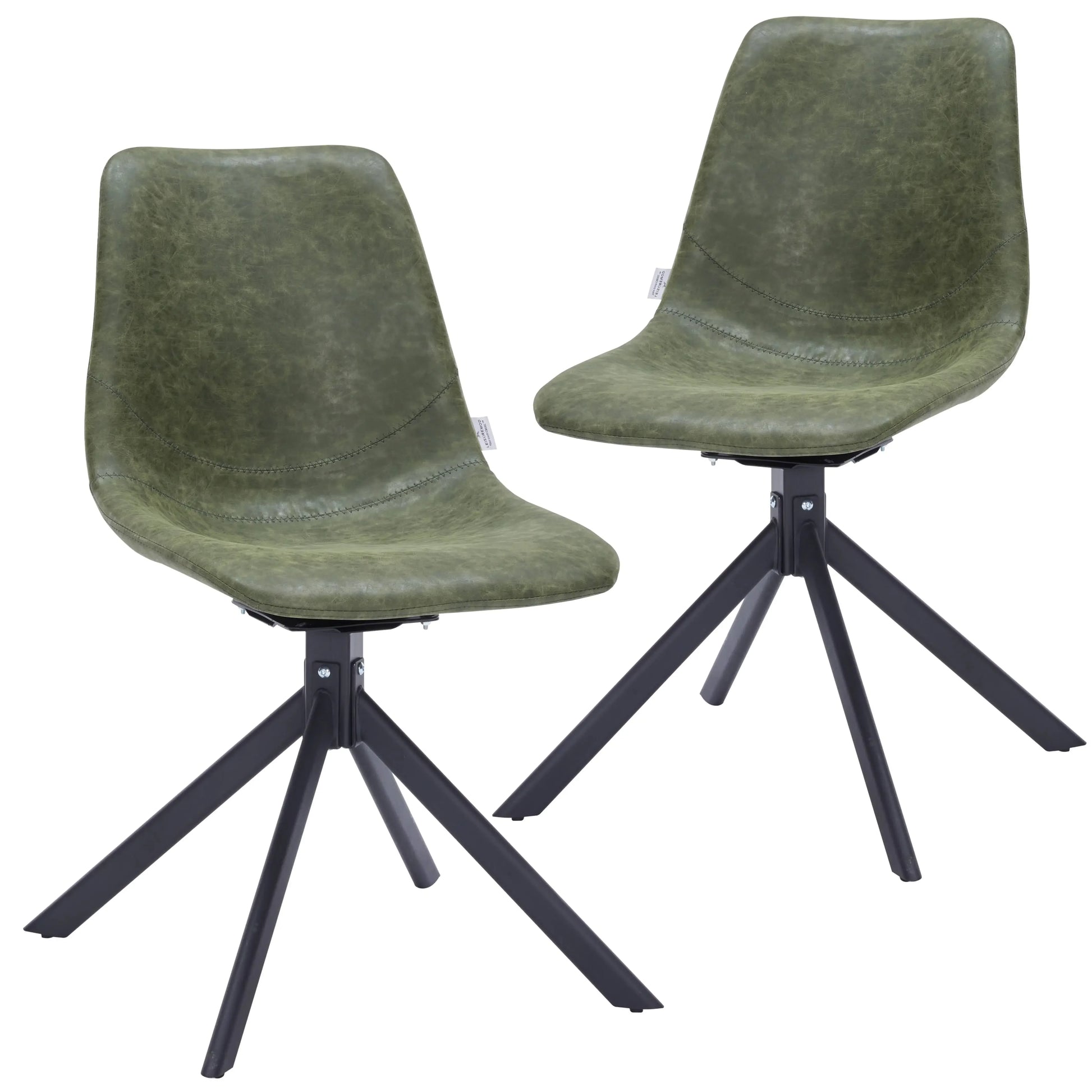 Markley Swivel Leather Dining Side Chair with Durable Iron Legs Set of 2 - Elax Furniture