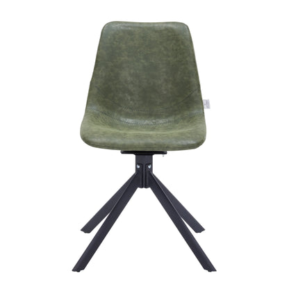 Markley Swivel Leather Dining Side Chair with Durable Iron Legs Set of 2 - Elax Furniture