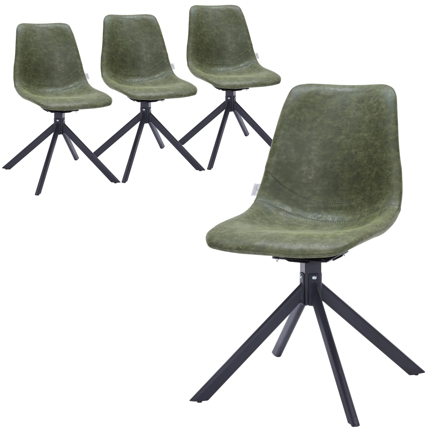 Markley Swivel Leather Dining Side Chair with Durable Iron Legs Set of 4 - Elax Furniture