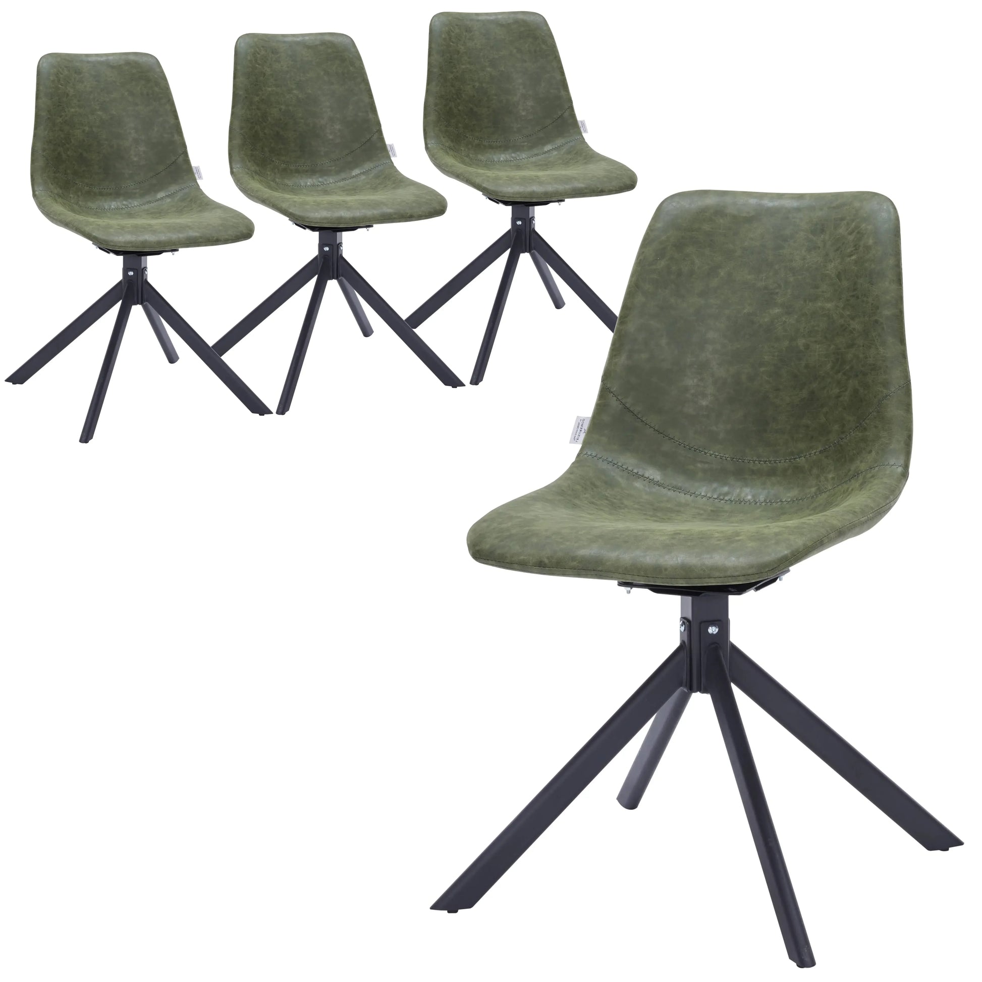 Markley Swivel Leather Dining Side Chair with Durable Iron Legs Set of 4 - Elax Furniture