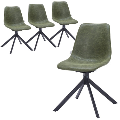 Markley Swivel Leather Dining Side Chair with Durable Iron Legs Set of 4 - Elax Furniture