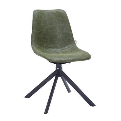 Markley Modern Leather Swival Dining Chair With Metal Legs - Elax Furniture