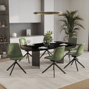Markley Modern Leather Swival Dining Chair With Metal Legs - Elax Furniture