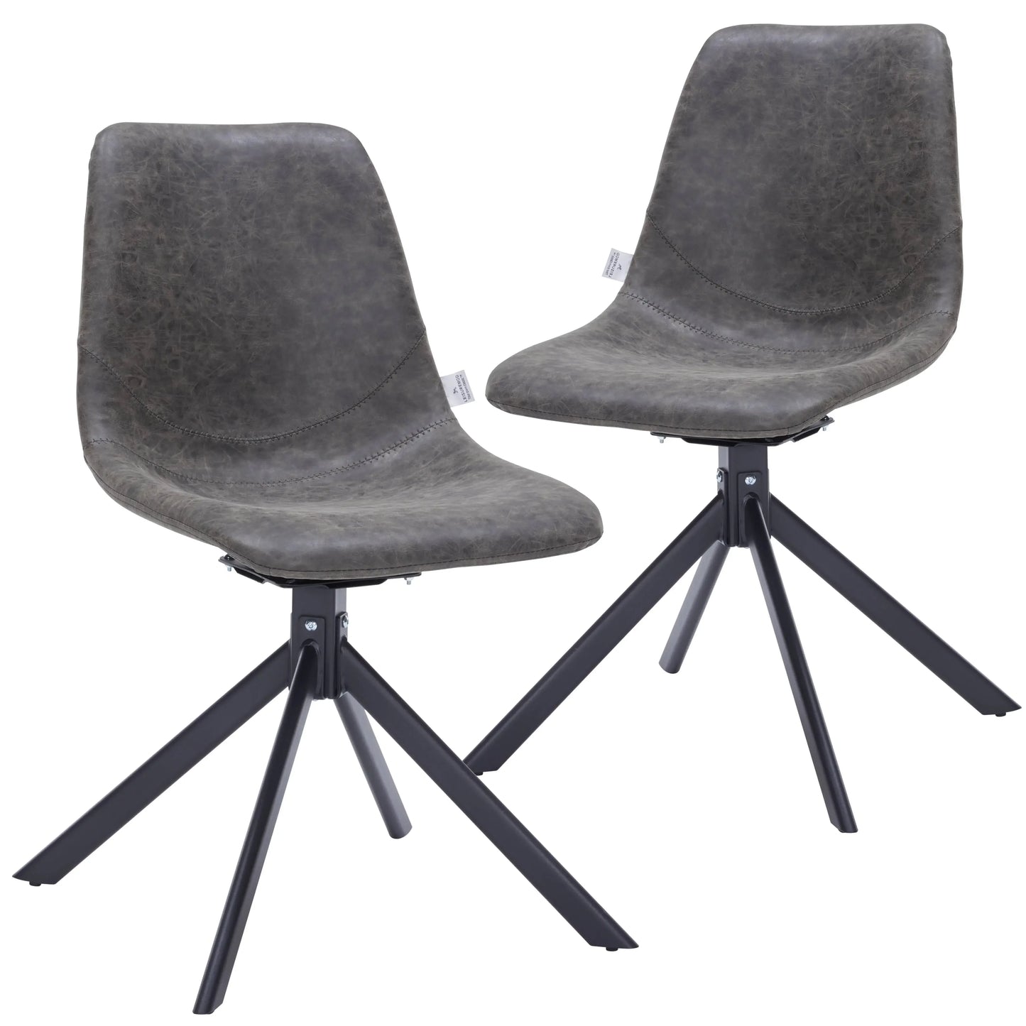 Markley Swivel Leather Dining Side Chair with Durable Iron Legs Set of 2 - Elax Furniture