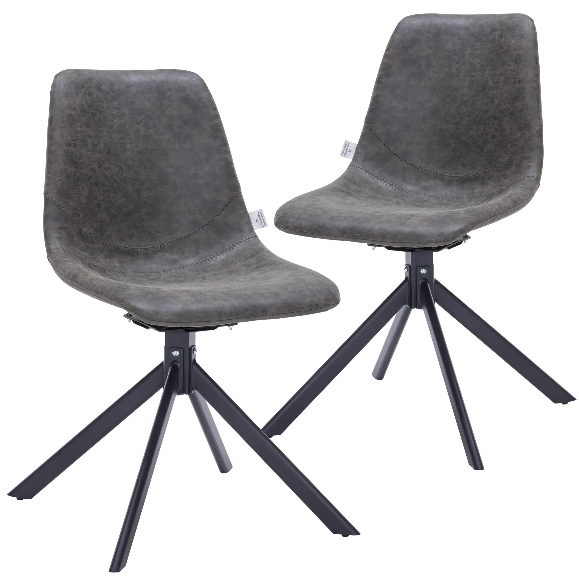 Markley Swivel Leather Dining Side Chair with Durable Iron Legs Set of 2 - Elax Furniture