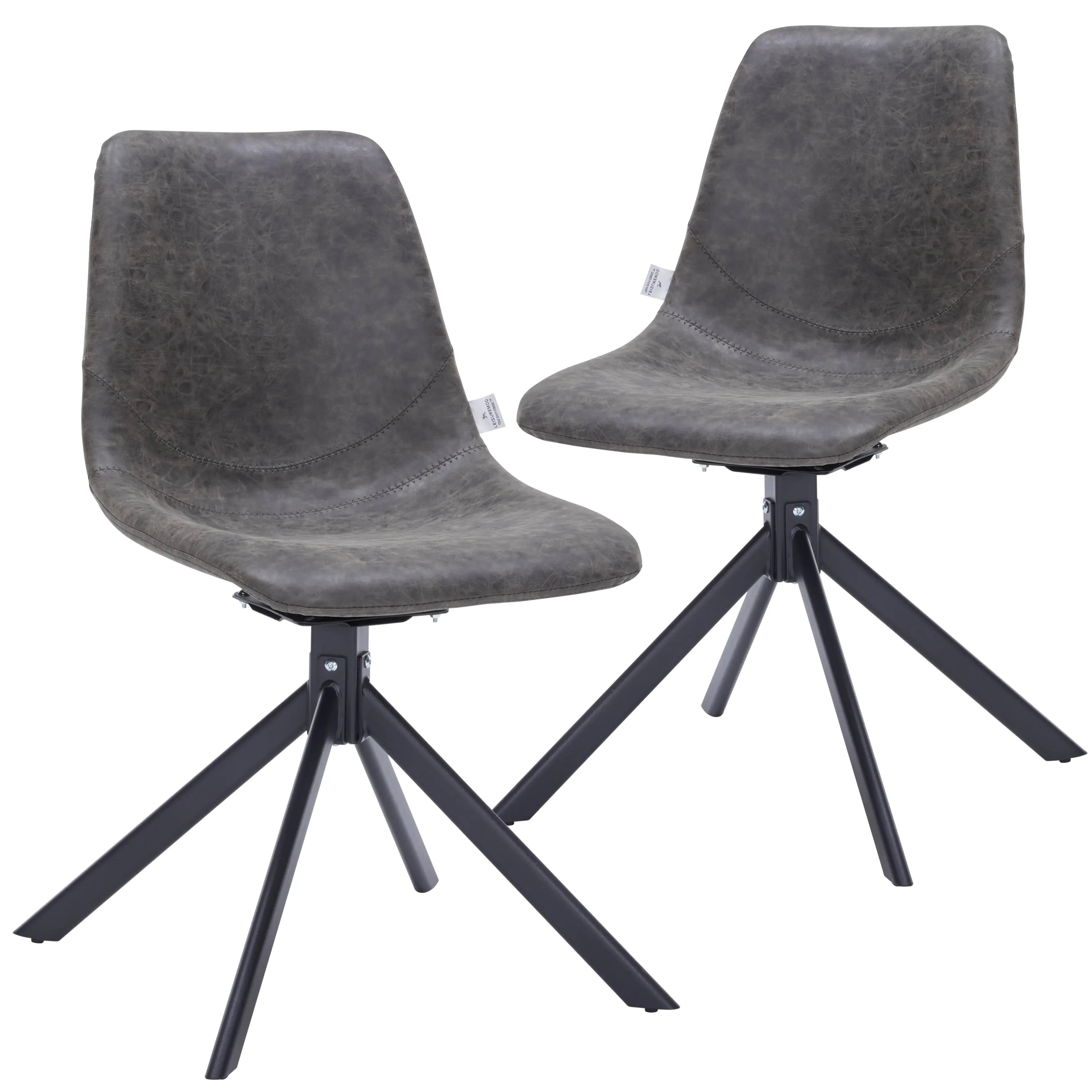 Markley Swivel Leather Dining Side Chair with Durable Iron Legs Set of 2 - Elax Furniture
