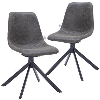 Markley Swivel Leather Dining Side Chair with Durable Iron Legs Set of 2 - Elax Furniture