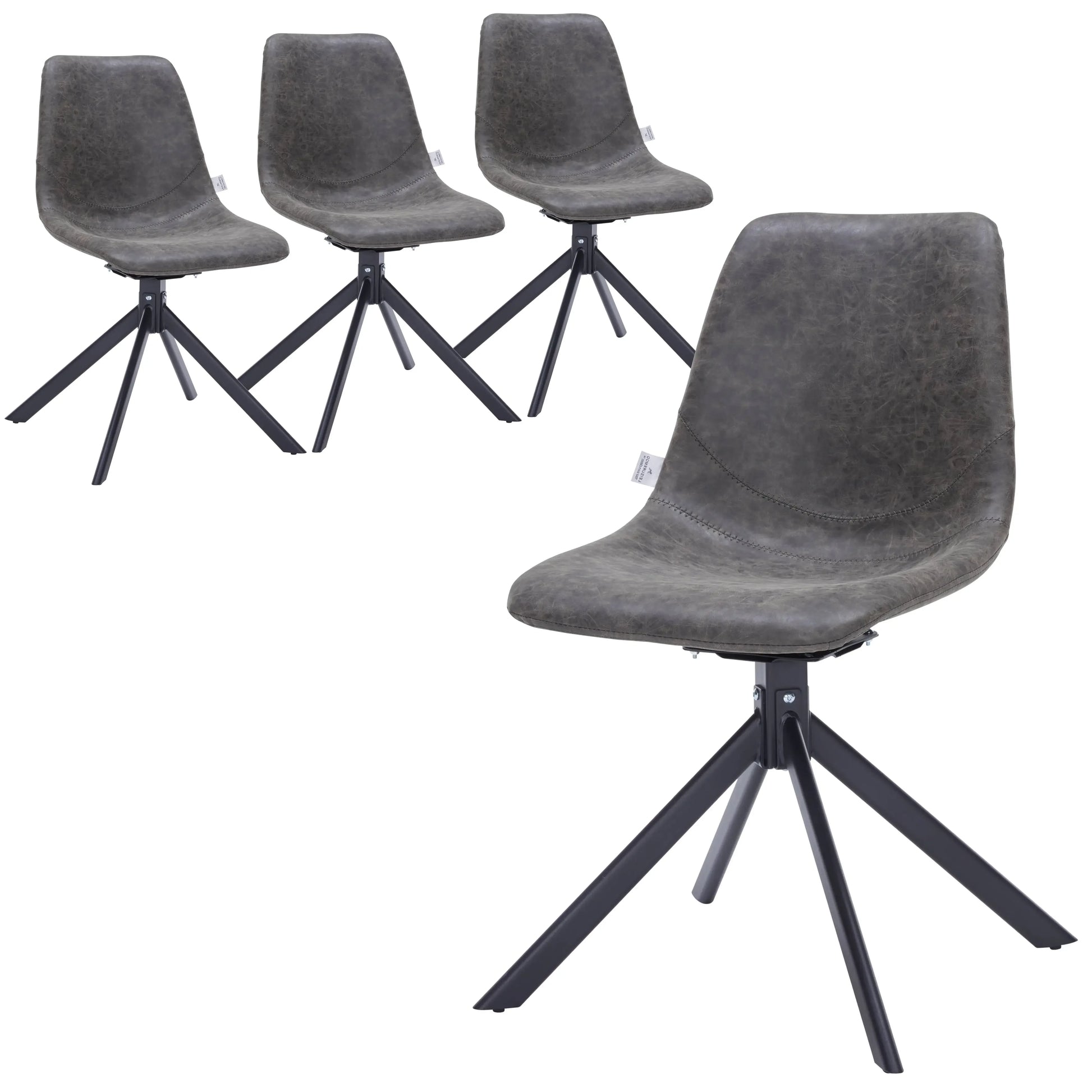 Markley Swivel Leather Dining Side Chair with Durable Iron Legs Set of 4 - Elax Furniture