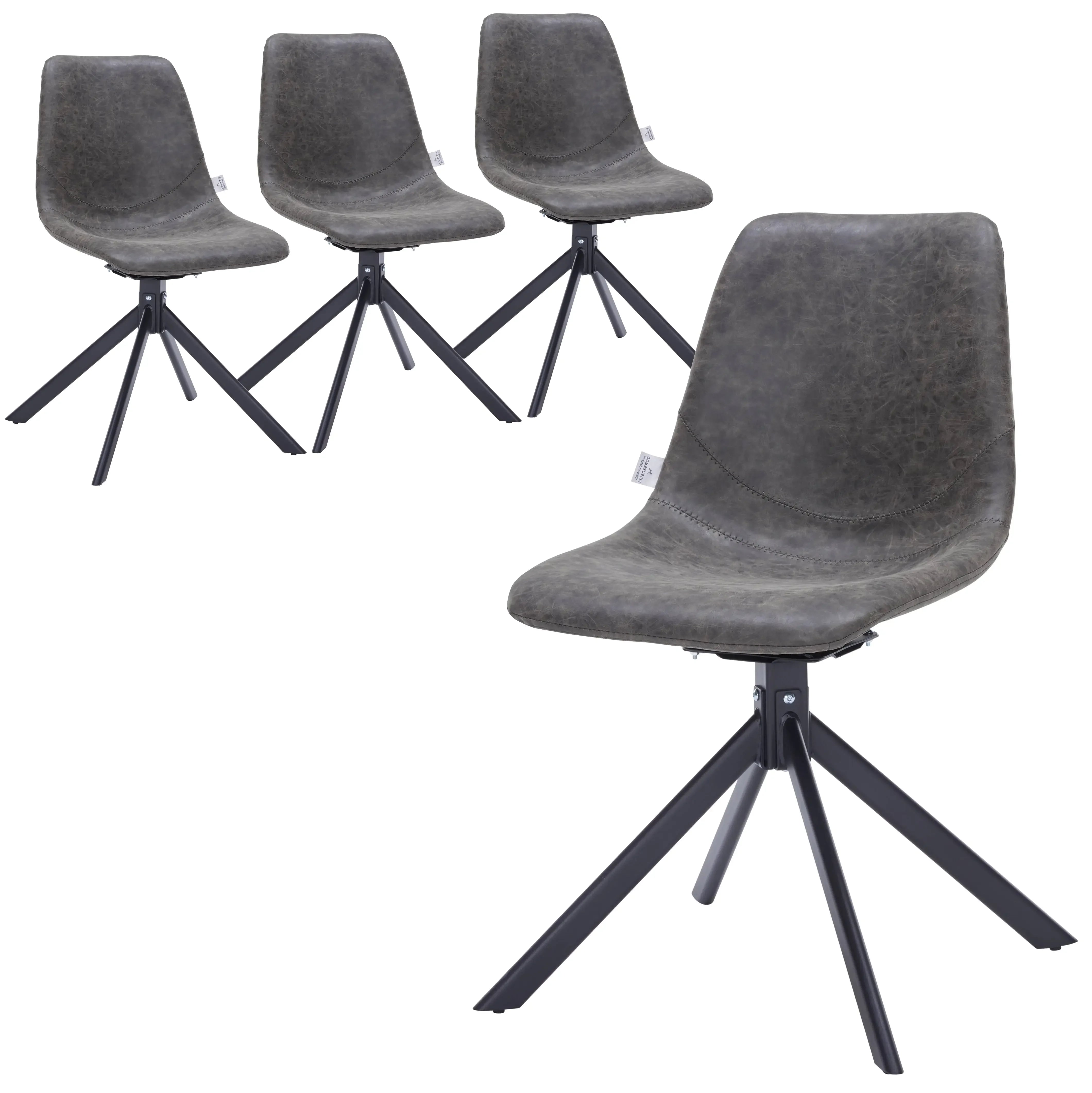 Markley Swivel Leather Dining Side Chair with Durable Iron Legs Set of 4 - Elax Furniture