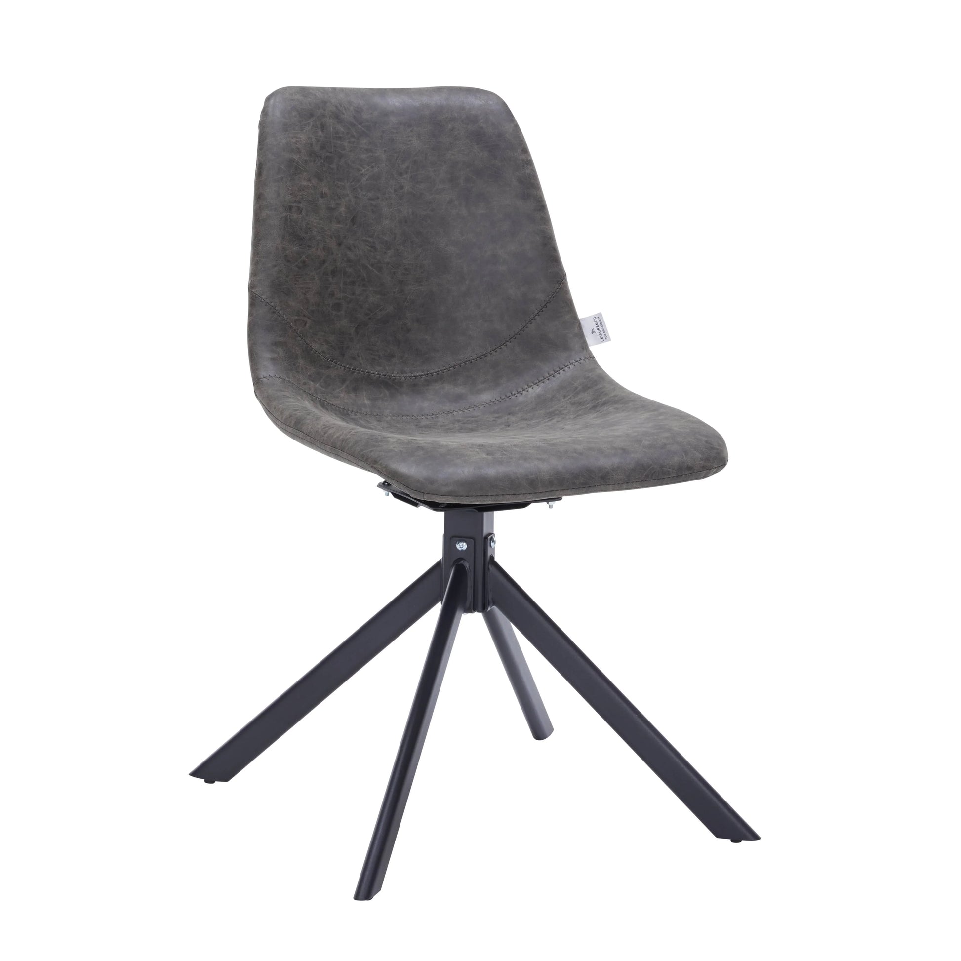 Markley Modern Leather Swival Dining Chair With Metal Legs - Elax Furniture